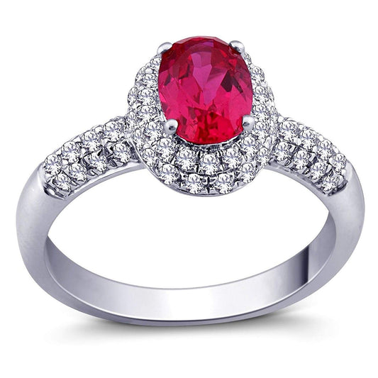atjewels 925 Sterling Silver Oval Pink Sapphire and White CZ Solitaire with Accent Engagement Ring MOTHER'S DAY SPECIAL OFFER - atjewels.in