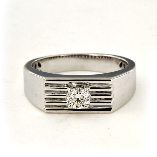 atjewels 14K White Gold On Sterling Silver Round Cut White CZ Men's Band Ring MOTHER'S DAY SPECIAL OFFER - atjewels.in