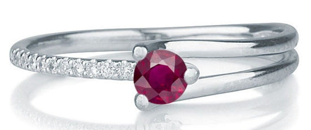 0.25 CT Round Cut Red Ruby Diamond 925 Sterling Silver Women Engagement Promise Ring