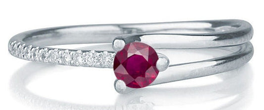 0.25 CT Round Cut Red Ruby Diamond 925 Sterling Silver Women Engagement Promise Ring
