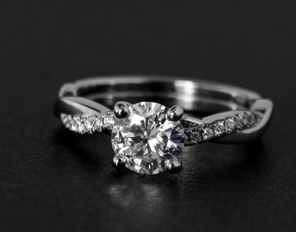 1 CT 925 Sterling Silver Round Cut Diamond Engagement Band Ring