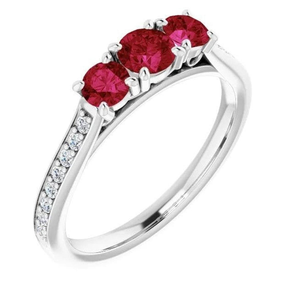 1 CT Round Cut Ruby Red Diamond 925 Sterling Silver Women Anniversary Ring Gift For Her