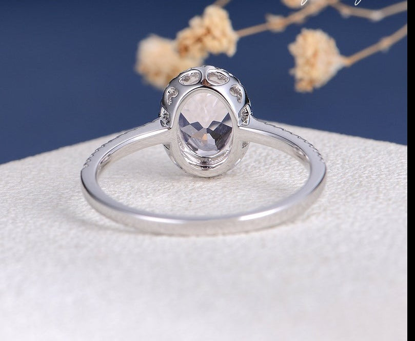 1.75 Ct Oval Cut Pink Morganite 925 Sterling Silver Gorgeous Halo Engagement Ring