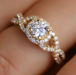1 CT Round Cut Diamond 925 Sterling Silver Women Engagement Halo Ring