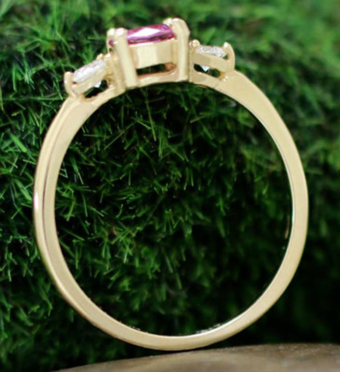 1 CT Round Cut Pink Sapphire Diamond 925 Sterling Sliver Women Engagement Wedding Ring