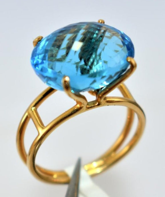 2 CT Oval Cut Blue Topaz Diamond 925 Sterling Silver Men Engagement Solitaire Ring For Christmas Gift