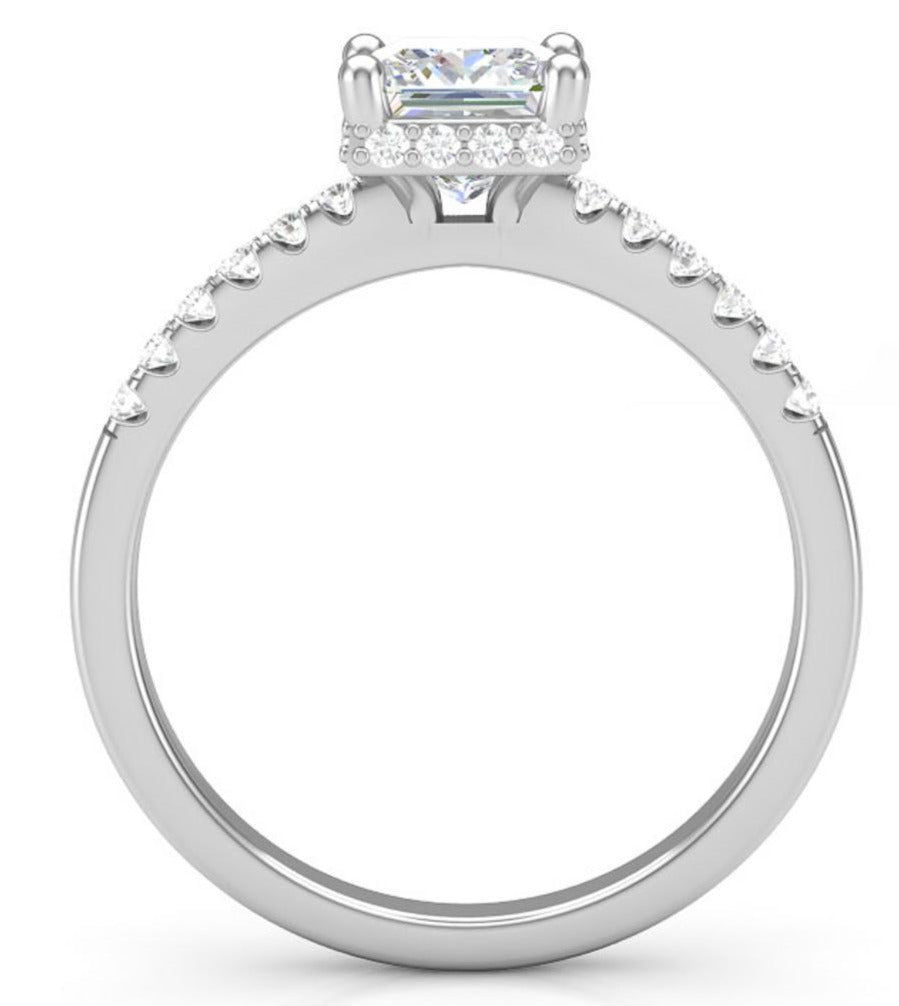 1 CT Princess Cut Diamond 925 Sterling Silver Women Engagement Wedding Halo Ring