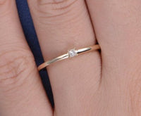 0.10 CT Princess Cut Diamond 14k Rose gold Over 925 Sterling Silver Women Band Solitaire Ring