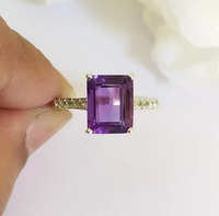 1 CT Emerald Cut Amethyst White Gold Over On 925 Sterling Silver Solitaire Engagement Ring