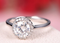 1 CT Round Cut White Gold Over On 925 Sterling Silver Solitaire W/Accents Promise Ring