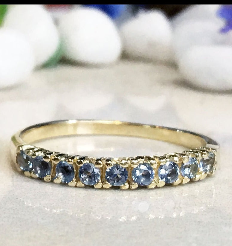 0.05 CT 925 Sterling Silver Aquamarine Round Cut Diamond Women Anniversary Ring