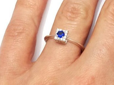 1 CT Round Cut Blue Sapphire Diamond 925 Sterling Silver Halo Women Engagement Ring