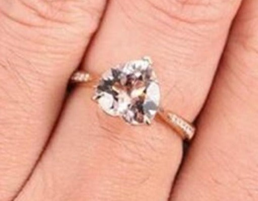 2 CT Heart Cut Morganite Pink Diamond 925 Sterling Silver Unisex Promise Ring Gift For Her