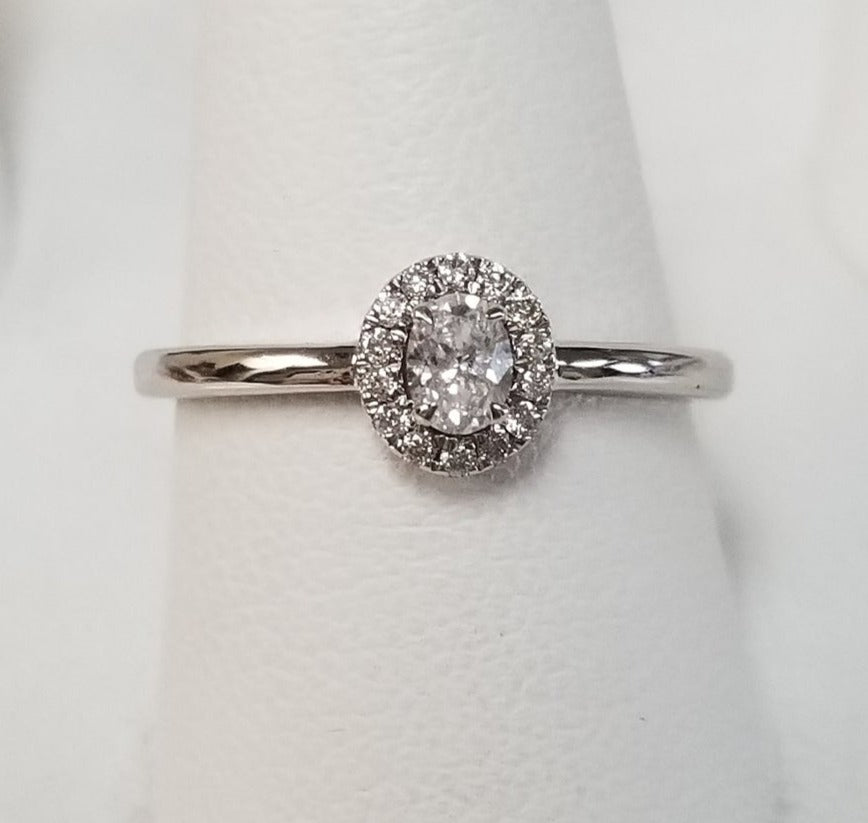 1 CT Oval Cut Diamond 925 Sterling Silver Wedding Promise Halo Ring