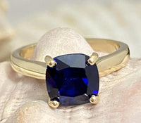 2 CT Cushion Cut Blue Sapphire 925 Sterling Silver Women Engagement Solitaire Ring