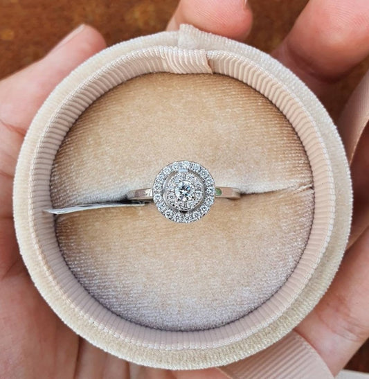 1 CT Round Cut Diamond 925 Sterling Silver Unisex Anniversary Halo Ring