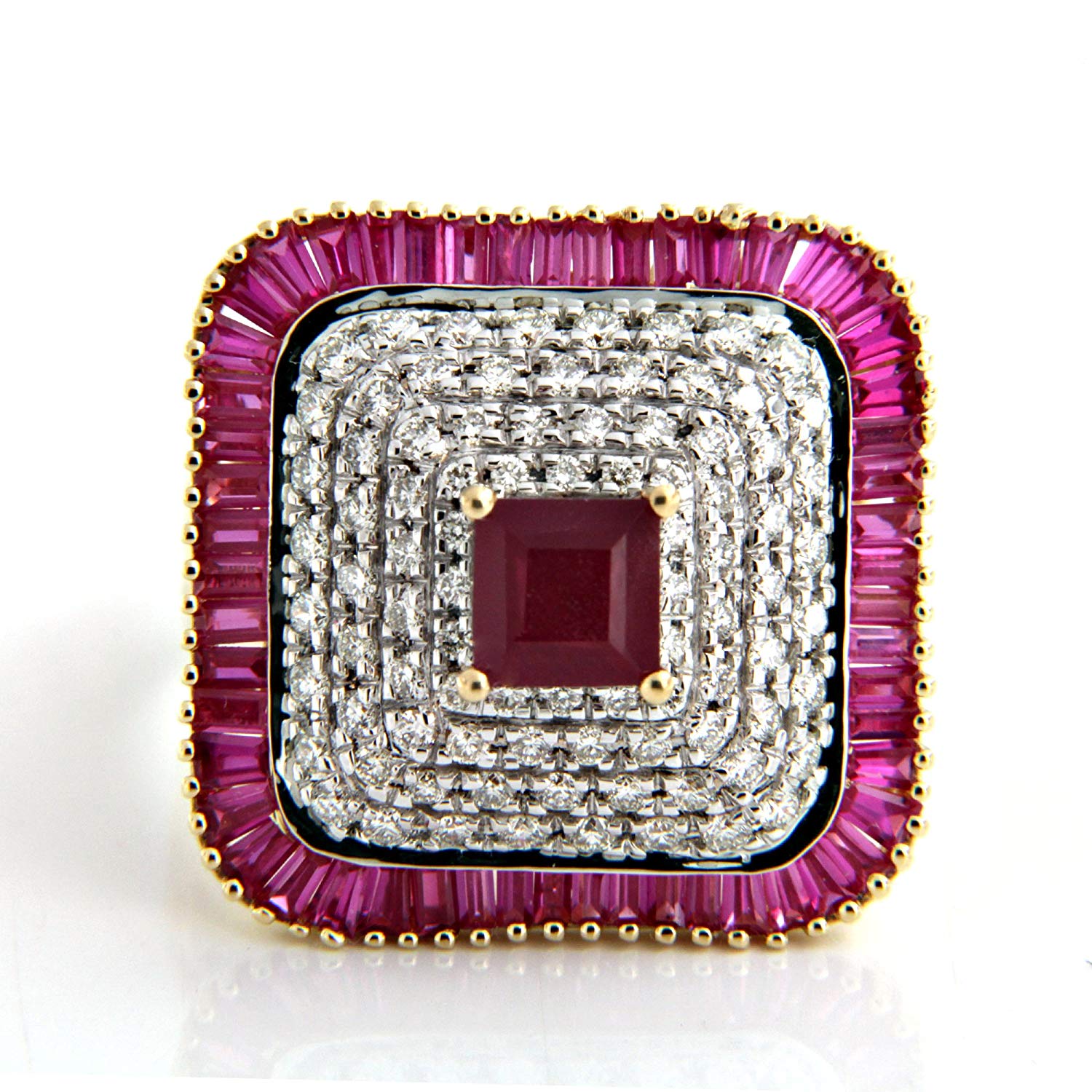 atjewels 18K Two tone Gold Over .925 Silver Red Ruby and White Zirconia Engagement Ring MOTHER'S DAY SPECIAL OFFER - atjewels.in