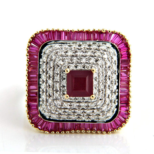 atjewels 18K Two tone Gold Over .925 Silver Red Ruby and White Zirconia Engagement Ring MOTHER'S DAY SPECIAL OFFER - atjewels.in