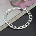 925 Sterling Silver Miami Cuban Curb Link Men's Bracelet White Gold Finish