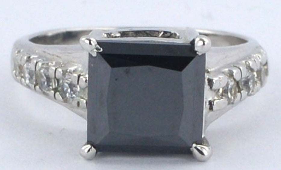 2 CT Princess Cut Black Cubic Zirconia Diamond 925 Sterling Silver Men Engagement Halo Ring