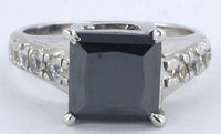 2 CT Princess Cut Black Cubic Zirconia Diamond 925 Sterling Silver Men Engagement Halo Ring