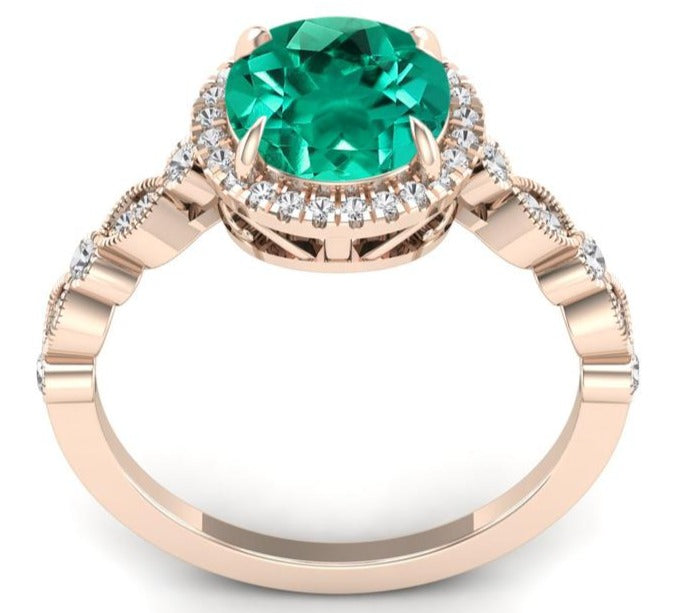 2 CT Round Cut Green Emerald Diamond 925 Sterling Silver Engagement Birthday Ring Gift For Her - atjewels.in