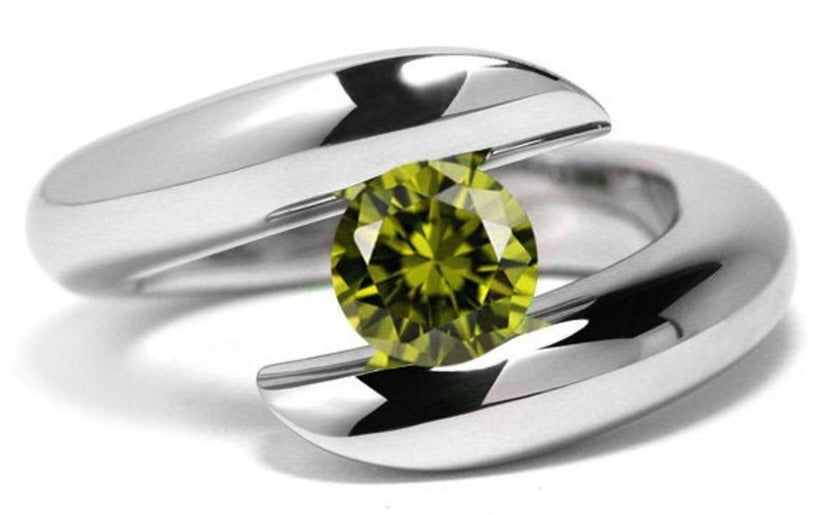 1 CT Round Cut Green Peridot White Gold Over 925 Sterling Sliver Women Anniversary Bypass Ring