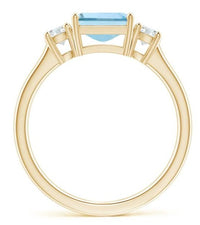 2 CT Princess Cut 3 Tone Blue Aquamarine Diamond 925 Sterling Silver Unisex Anniversary Ring