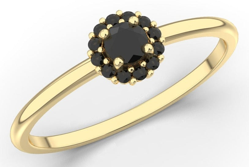 1 CT Round Cut Black Cubic Zirconia Diamond 925 Sterling Sliver Women Engagement Halo Ring - atjewels.in