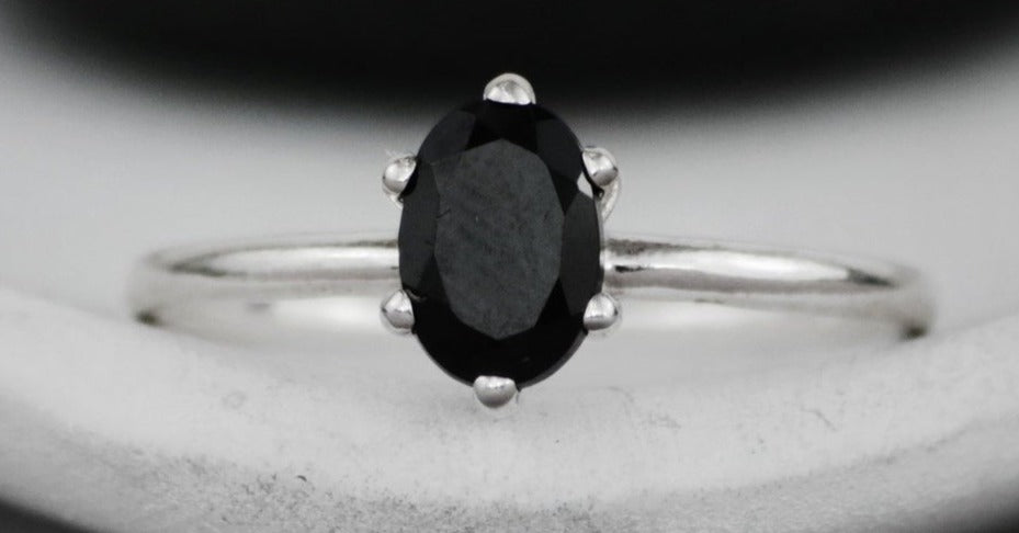 1 CT Oval Cut Black Cubic Zirconia Diamond 925 Sterling Sliver Women Engagement Solitaire Ring