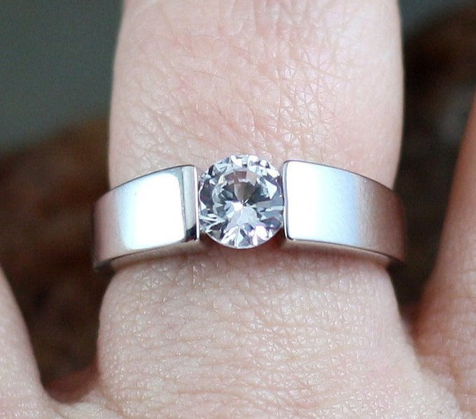 1 CT Round Cut Diamond 925 Sterling Silver Engagement Solitaire Men Ring