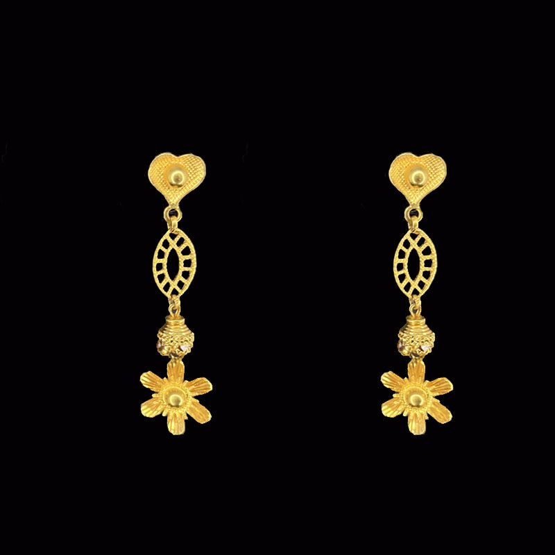 Flowered 22K Gold Traditional Jhumka For special Occasion