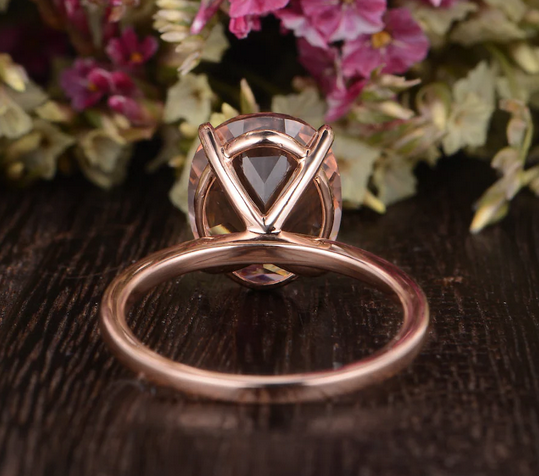 2 CT Oval Cut Peach Morganite Rose Gold Over On 925 Sterling Silver Solitaire Women Anniversary Ring