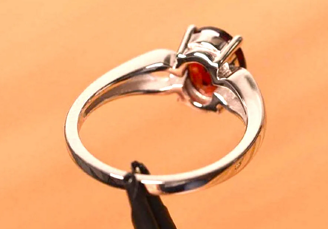 1 CT Oval Cut Red Garnet White Gold Over On 925 Sterling Silver Solitaire W/Accents Ring