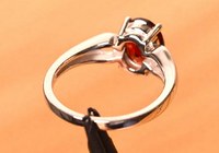 1 CT Oval Cut Red Garnet White Gold Over On 925 Sterling Silver Solitaire W/Accents Ring