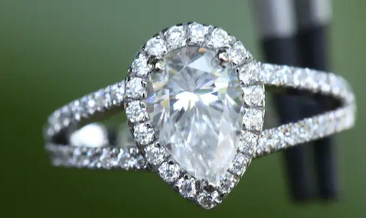 2 CT Pear Cut White Gold Over On 925 Sterling Silver Split Shank Engagement Ring
