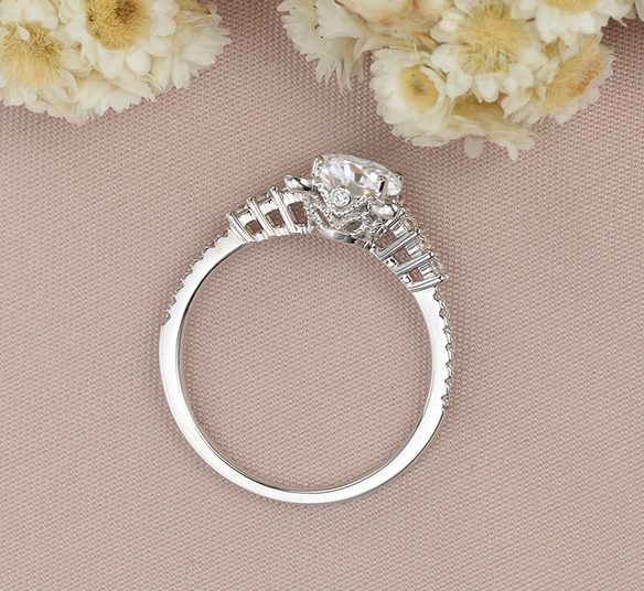 1 CT Round Cut Diamond White Gold Over On 925 Sterling Silver Dainty Kitty Ring