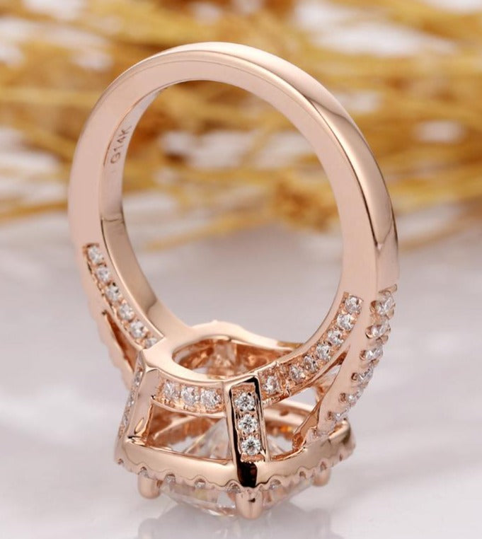 2 CT Cushion Cut Diamond 14k Rose Gold Over Women Halo Anniversary Gift For Her - atjewels.in