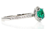 1 CT 925 Sterling Silver Green Emerald Cut Diamond Halo Wedding Ring