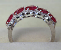 2 CT Oval Cut Red Ruby Diamond 925 Sterling Silver Women Wedding Engagement Band Ring