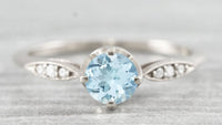 0.33 CT Round Cut Blue Topaz Diamond 925 Sterling Sliver Women Anniversary Promise Ring