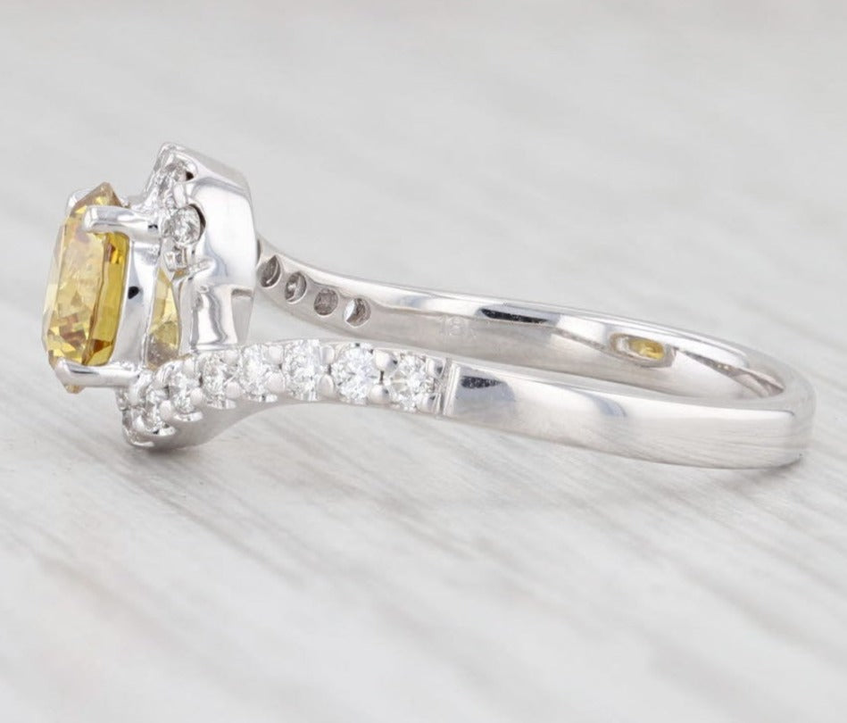 2 CT Round Cut Yellow Citrine Diamond 925 Sterling Silver Unisex Bypass Promise Halo Ring