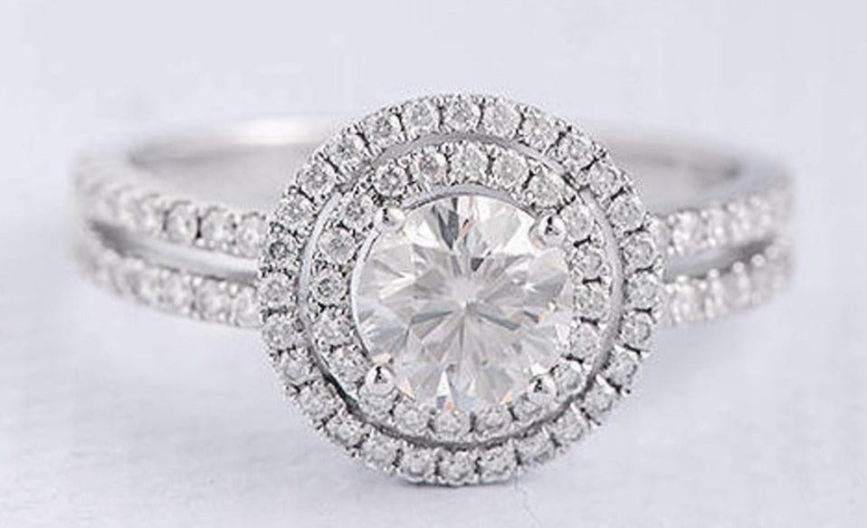 1 CT Round Cut Diamond 925 Sterling Sliver Unique Engagement Halo Ring Gift For Her