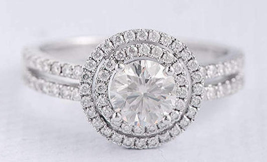 1 CT Round Cut Diamond 925 Sterling Sliver Unique Engagement Halo Ring Gift For Her