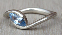 1 CT Marquise Cut Blue Topaz Diamond 925 Sterling Silver Women Engagement Solitaire Ring