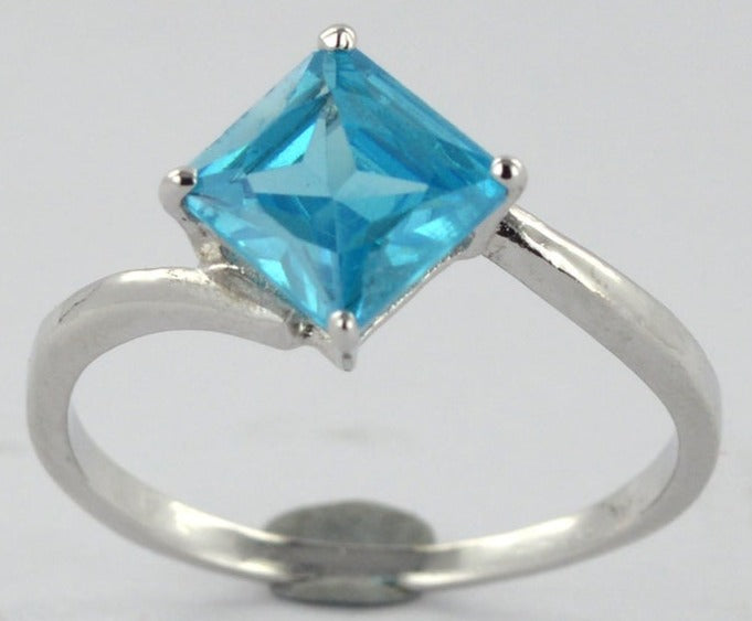 2 CT Princess Cut Blue Topaz Diamond 925 Sterling Sliver Women Solitaire Anniversary Bypass Ring Birthday Gift For - atjewels.in