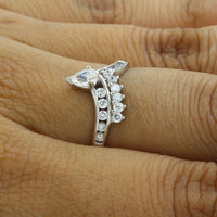1 CT Round & Pear Cut Diamond 925 Sterling Silver Women's Wedding Ring