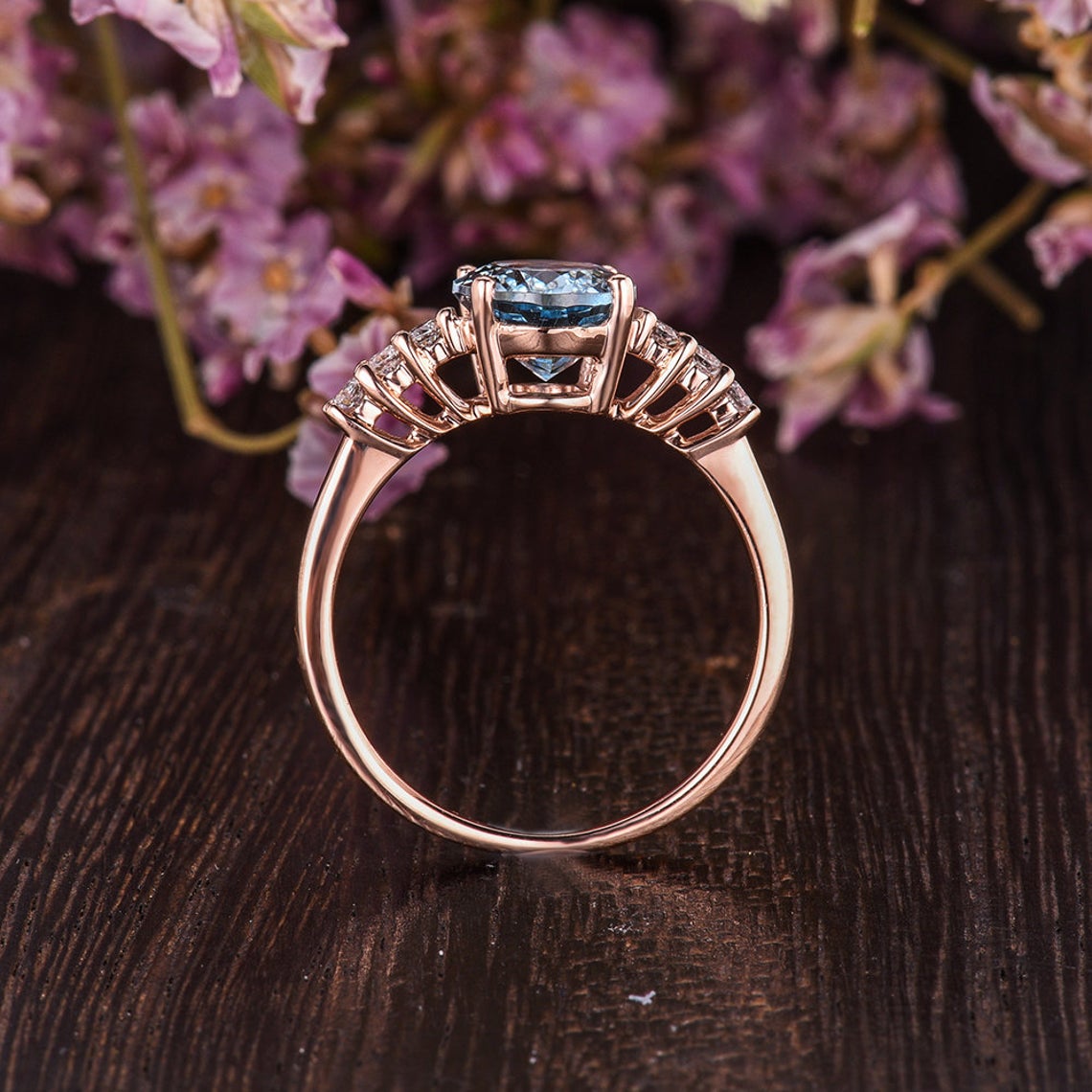 1.20 Ct Oval Cut Aquamarine Diamond 925 Sterling Silver Solitaire W/Accents Engagement Ring