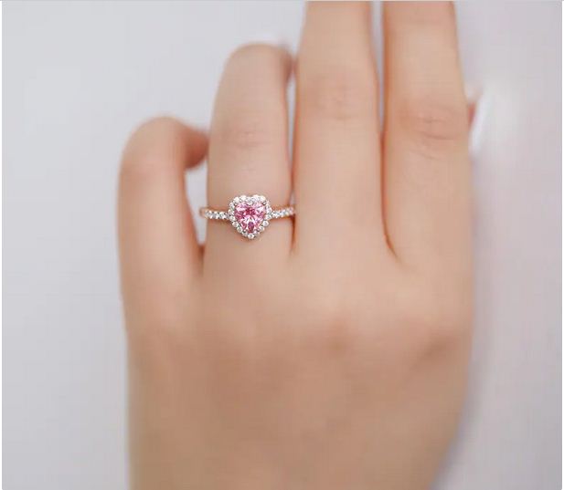 1.50 Ct Heart Cut Pink Sapphire Rose Gold Over On 925 Sterling Silver Proposal Ring For Her