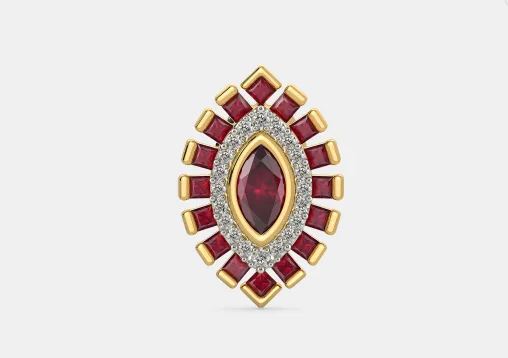 1.50 CT Marquise & Princess Cut Red Garnet Yellow Gold Over On 925 Sterling Silver Stud Earrings